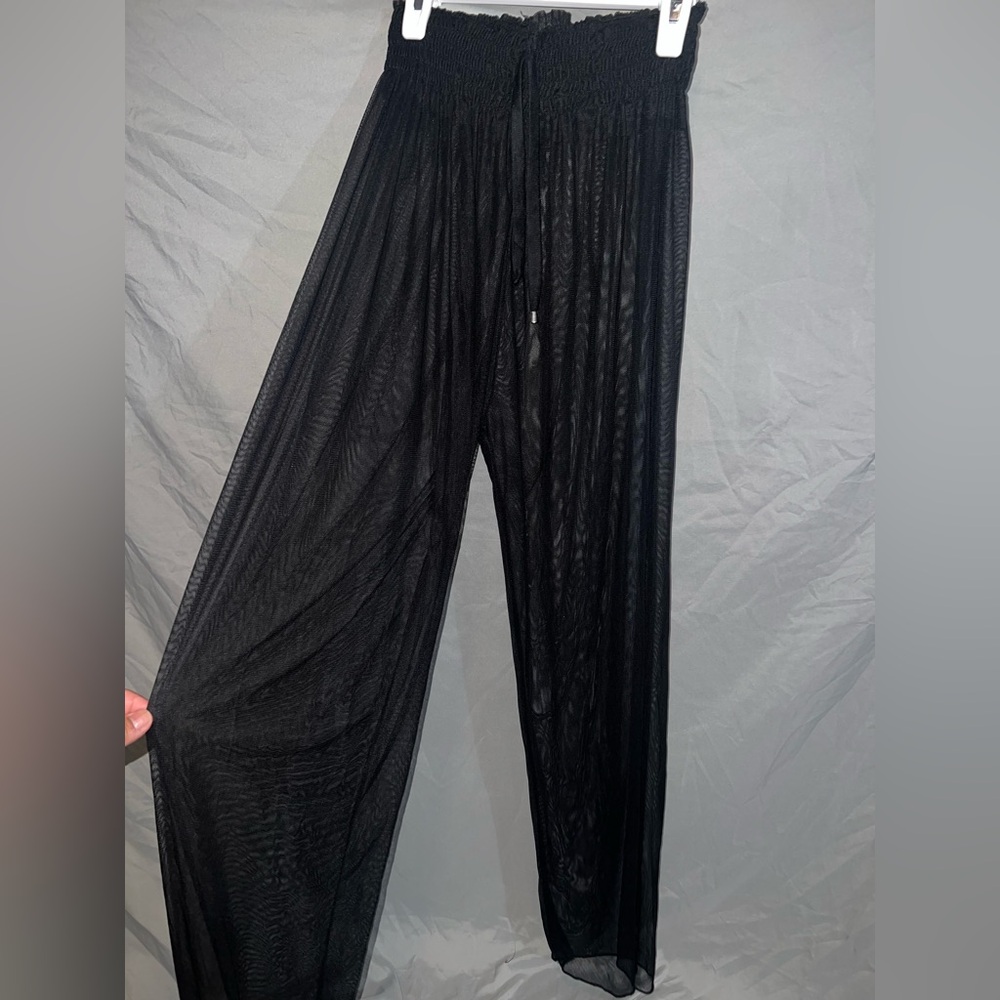 Sheer Black Wide-Leg Pants